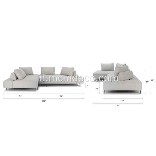 Sofa Sectional Kain Abu-abu Divan Wisp